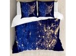 Abakuhaus Copripiumino Notte, America Continente Spazio, Antiacaro Adatto A Chi Soffre Di Allergie Con Federe, 155 Cm X 220 Cm - 80 X 80 Cm, Senape Blu Navy
