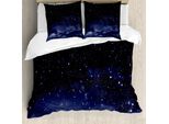 Abakuhaus Copripiumino Notte, Motivo Ethereal Galactic, Antiacaro, Adatto A Chi Soffre Di Allergie, Con Federe, 155 Cm X 220 Cm - 80 X 80 Cm, Blu Scuro E Bianco