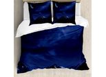 Abakuhaus Copripiumino, Snowy Mountains Scenic, Antiacaro, Adatto A Chi Soffre Di Allergie, Con Federe, 155 Cm X 220 Cm - 80 X 80 Cm, Blu Scuro Nero Cocco