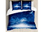 Abakuhaus Copripiumino Notte, Galaxy Falling Stars, Antiacaro, Adatto A Chi Soffre Di Allergie, Con Federe, 200 Cm X 200 Cm - 80 X 80 Cm, Blu Navy-Bianco Indaco