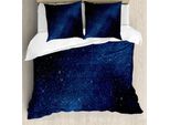 Abakuhaus Copripiumino Notte, Spazio E Stelle, Antiacaro, Adatto A Chi Soffre Di Allergie, Con Federe, 200 Cm X 200 Cm - 80 X 80 Cm, Blu Scuro Bianco