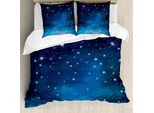 Abakuhaus Copripiumino Notte, Stelle Luminose Ombre Sky, Antiacaro Adatto A Chi Soffre Di Allergie Con Federe, 155 Cm X 220 Cm - 80 X 80 Cm, Azzurro Blu Scuro