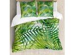 Abakuhaus Set Copripiumino Per Letto Matrimoniale, Foglie Di Palma Tropicali, Antiacaro, Adatto A Chi Soffre Di Allergie, Con Federe, Verde Lime E Verde Felce