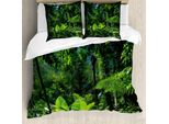 Abakuhaus Copripiumino Con Motivo Vegetale, Verde Natura Incontaminata, Antiacaro, Adatto A Chi Soffre Di Allergie, Con Federe, 155 Cm X 220 Cm - 80 X 80 Cm, Verde Bosco