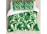 Abakuhaus Copripiumino Con Motivo Vegetale, Foglie Equatoriali, Antiacaro, Adatto A Chi Soffre Di Allergie, Con Federe, 155 Cm X 220 Cm - 80 X 80 Cm, Verde Giada