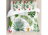 Abakuhaus Copripiumino Con Motivo Vegetale, Heliconia Philodendron, Antiacaro, Adatto A Chi Soffre Di Allergie, Con Federe, 200 Cm X 200 Cm - 80 X 80 Cm, Multicolore