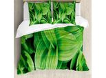 Abakuhaus Set Copripiumino Per Letto Matrimoniale, Motivo Fogliame Tropicale, Antiacaro, Adatto A Chi Soffre Di Allergie, Con Federe, Verde Lime