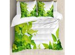 Abakuhaus Copripiumino Con Motivo Vegetale, Nascita Della Natura, Antiacaro, Adatto A Chi Soffre Di Allergie, Con Federe, 155 Cm X 220 Cm - 80 X 80 Cm, Verde Mela
