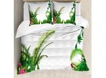 Abakuhaus Copripiumino Con Motivo Floreale, Piante Tropicali Esotiche, Antiacaro, Adatto A Chi Soffre Di Allergie, Con Federe, 200 Cm X 200 Cm - 80 X 80 Cm, Verde Multicolore