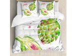 Abakuhaus Copripiumino Artichoke, Acquerello Super Food, Antiacaro, Adatto A Chi Soffre Di Allergie, Con Federe, 155 Cm X 220 Cm - 80 X 80 Cm, Fucsia E Verde Mela