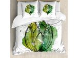 Abakuhaus Copripiumino Artischocke, Cardunculus Astratto, Antiacaro, Adatto A Chi Soffre Di Allergie, Con Federe, 155 Cm X 220 Cm - 80 X 80 Cm, Verde Cacciatore Verde Lino