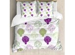 Abakuhaus Copripiumino Artichoke, Stile Sketch Essen, Antiacaro, Adatto A Chi Soffre Di Allergie, Con Federe, 200 Cm X 200 Cm - 80 X 80 Cm, Verde Lime E Viola
