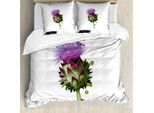 Abakuhaus Copripiumino Artichoke, Blooming Botanic Essen, Antiacaro, Adatto A Chi Soffre Di Allergie, Con Federe, 155 Cm X 220 Cm - 80 X 80 Cm, Viola E Verde Felce