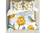 Abakuhaus Copripiumino Artichoke, Acquerello Verdure, Antiacaro, Adatto A Chi Soffre Di Allergie, Con Federe, 200 Cm X 200 Cm - 80 X 80 Cm, Terra Giallo Cielo Blu