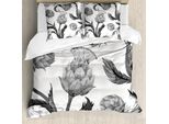 Abakuhaus Copripiumino Artichoke, Steli E Foglie Commestibili, Antiacaro, Adatto A Chi Soffre Di Allergie, Con Federe, 200 Cm X 200 Cm - 80 X 80 Cm, Bianco E Nero