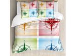 Abakuhaus Copripiumino Kompass, Rose Dei Venti Colorate, Antiacaro, Adatto A Chi Soffre Di Allergie, Con Federe, 155 Cm X 220 Cm - 80 X 80 Cm, Multicolore