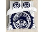 Abakuhaus Copripiumino Kompass, Occhio Che Tutto Vede, Antiacaro, Adatto A Chi Soffre Di Allergie, Con Federe, 155 Cm X 220 Cm - 80 X 80 Cm, Blu Scuro E Bianco