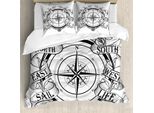 Abakuhaus Copripiumino Kompass, Dispositivo Di Navigazione Sail, Antiacaro, Adatto A Chi Soffre Di Allergie, Con Federe, 155 Cm X 220 Cm - 80 X 80 Cm, Bianco E Nero