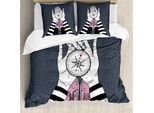 Abakuhaus Copripiumino Kompass, Ricerca Dell'amore Ragazza, Antiacaro Adatto A Chi Soffre Di Allergie Con Federe, 155 Cm X 220 Cm - 80 X 80 Cm, Blu, Grigio, Bianco