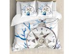 Abakuhaus Copripiumino Kompass, Acquerello Acqua, Antiacaro, Adatto A Chi Soffre Di Allergie, Con Federe, 155 Cm X 220 Cm - 80 X 80 Cm, Blu Navy Eggshell