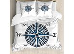 Abakuhaus Copripiumino Kompass, Colore Sea, Disegno Marino, Antiacaro, Adatto A Chi Soffre Di Allergie, Con Federe, 155 Cm X 220 Cm - 80 X 80 Cm, Blu, Azzurro, Nero