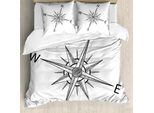 Abakuhaus Copripiumino Kompass, Tema Sea Marine Life, Antiacaro, Adatto A Chi Soffre Di Allergie, Con Federe, 155 Cm X 220 Cm - 80 X 80 Cm, Bianco E Nero