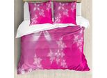 Abakuhaus Copripiumino Rosa Shocking, Fiori Luminosi Moderno, Antiacaro Adatto A Chi Soffre Di Allergie Con Federe, 200 Cm X 200 Cm - 80 X 80 Cm, Rosa Bianco