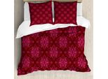 Abakuhaus Copripiumino Rosa Shocking, Damasco Tradizionale, Antiacaro, Adatto A Chi Soffre Di Allergie, Con Federe, 200 Cm X 200 Cm - 80 X 80 Cm, Rosa Bordeaux