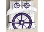 Abakuhaus Copripiumino Kompass, Colore Blu Marino, Antiacaro, Adatto A Chi Soffre Di Allergie, Con Federe, 200 Cm X 200 Cm - 80 X 80 Cm, Viola Scuro E Bianco