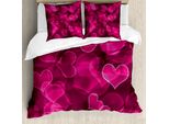 Abakuhaus Copripiumino Rosa Shocking, Cuori Sfocati, Antiacaro, Adatto A Chi Soffre Di Allergie, Con Federe, 155 Cm X 220 Cm - 80 X 80 Cm, Rosa Magenta