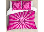 Abakuhaus Copripiumino Rosa Shocking, Strisce Frattali Retrò, Antiacaro E Anallergico, Con Federe, 155 Cm X 220 Cm - 80 X 80 Cm, Rosa E Bianco