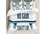 Abakuhaus Copripiumino Fitness, Skateboard Boho, Antiacaro, Adatto A Chi Soffre Di Allergie, Con Federe, 155 Cm X 220 Cm - 80 X 80 Cm, Blu Scuro E Bianco