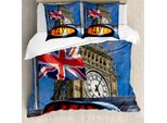 Abakuhaus Copripiumino Union Jack, Stile Country Urbano, Antiacaro, Adatto A Chi Soffre Di Allergie, Con Federe, 155 Cm X 220 Cm - 80 X 80 Cm, Multicolore