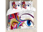 Abakuhaus Copripiumino Auge, Frau Auge Arte Colorata, Antiacaro, Adatto A Chi Soffre Di Allergie, Con Federe, 155 Cm X 220 Cm - 80 X 80 Cm, Multicolore