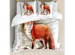Abakuhaus Copripiumino Fuchs, Acquerello Coda Folta Tod, Antiacaro, Adatto A Chi Soffre Di Allergie, Con Federe, 155 Cm X 220 Cm - 80 X 80 Cm, Burnt Sienna White Brown