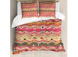 Abakuhaus Copripiumino Auge, Linee Ondulate Groovy Hippie, Antiacaro, Adatto A Chi Soffre Di Allergie, Con Federe, 200 Cm X 200 Cm - 80 X 80 Cm, Multicolore