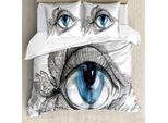 Abakuhaus Copripiumino Occhio, Occhio Umano Farfalla Dreamy, Antiacaro Adatto A Chi Soffre Di Allergie Con Federe, 200 Cm X 200 Cm - 80 X 80 Cm, Nero Bianco Blu