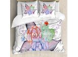 Abakuhaus Set Copripiumino Succoso Per Letti Matrimoniali, Romantici Fiori Estivi, Antiacaro, Adatto A Chi Soffre Di Allergie, Con Federe, Multicolore