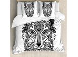 Abakuhaus Copripiumino Fuchs, Decorazione Fox Face Curves, Antiacaro, Adatto A Chi Soffre Di Allergie, Con Federe, 200 Cm X 200 Cm - 80 X 80 Cm, Grigio, Nero, Bianco