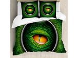 Abakuhaus Copripiumino Auge, Rettili Realistici Vivaci, Antiacaro, Adatto A Chi Soffre Di Allergie, Con Federe, 155 Cm X 220 Cm - 80 X 80 Cm, Verde Arancione Grigio
