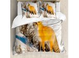Abakuhaus Copripiumino Fuchs, Red Fox In Snowy Natur, Antiacaro, Adatto A Chi Soffre Di Allergie, Con Federe, 200 Cm X 200 Cm - 80 X 80 Cm, Marigold Brown White