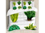 Abakuhaus Set Copripiumino Succoso Per Letti Matrimoniali, Piante Di Aloe Vera E Cactus, Antiacaro, Adatto A Chi Soffre Di Allergie, Con Federe, Verde Marrone Verde