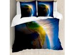 Abakuhaus Copripiumino Welt, Continente Sudamericano, Antiacaro, Adatto A Chi Soffre Di Allergie, Con Federe, 155 Cm X 220 Cm - 80 X 80 Cm, Blu, Verde, Giallo Terra