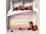 Abakuhaus Copripiumino WindmüHle, Santorini Grecia, Antiacaro, Adatto A Chi Soffre Di Allergie, Con Federe, 155 Cm X 220 Cm - 80 X 80 Cm, Multicolore