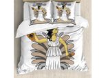 Copripiumino Abakuhaus Retro, Donna Con Anfora, Antiacaro, Adatto A Chi Soffre Di Allergie, Con Federe, 200 Cm X 200 Cm - 80 X 80 Cm, Grigio, Marrone Chiaro, Nero
