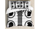 Copripiumino Abakuhaus Retro, Antique Spartan, Antiacaro, Adatto A Chi Soffre Di Allergie, Con Federe, 200 Cm X 200 Cm - 80 X 80 Cm, Bianco E Nero