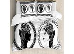 Copripiumino Abakuhaus Retro, Aristocrat Donna, Antiacaro, Adatto A Chi Soffre Di Allergie, Con Federe, 200 Cm X 200 Cm - 80 X 80 Cm, Bianco E Nero