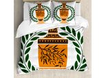 Copripiumino Abakuhaus Retro, Greek Vase Laurel, Antiacaro, Adatto A Chi Soffre Di Allergie, Con Federe, 200 Cm X 200 Cm - 80 X 80 Cm, Verde Cacciatore Arancione