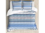 Copripiumino Abakuhaus Retro, Mosaic Borders Art, Antiacaro E Anallergico, Con Federe, 155 Cm X 220 Cm - 80 X 80 Cm, Blu, Bianco, Beige
