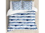 Abakuhaus Copripiumino Harbor A Righe, Pennello Ad Acquerello, Antiacaro, Adatto A Chi Soffre Di Allergie, Con Federe, 155 Cm X 220 Cm - 80 X 80 Cm, Blu Notte Bianco